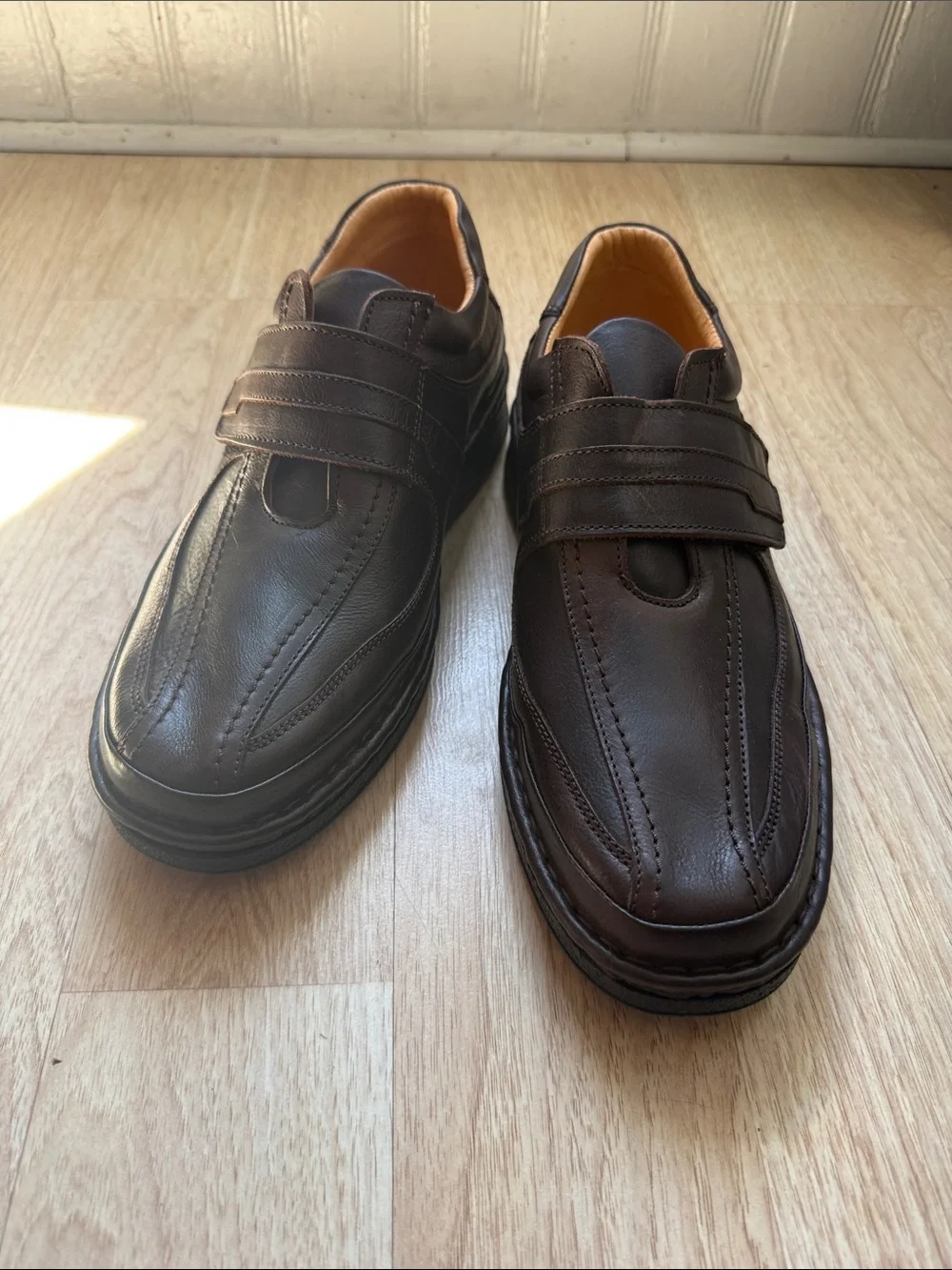 PAVO MEN'S BROWN LEATHER CASUAL OXFORD With STRAPS SIZE 45